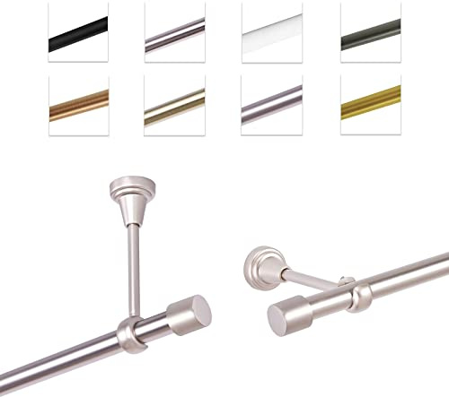 MDEKOR Gardinenstange 600 cm einläufig | Vorhangstange für die Wandmontage oder Deckenmontage Silber aus Metall | Gardinenstangenset Ø 19mm