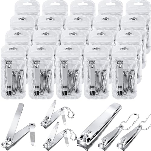 Lasnten 60 Pcs Nail Clippers Bulk Stainless Steel Individually Wrapped