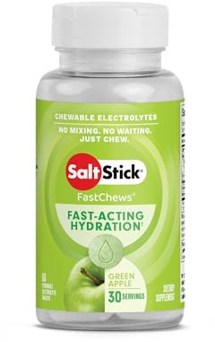 SaltStick Electrolyte FastChews - Green Apple Chewable Electrolyte Tablets - Salt Tablets for Runners, Electrolyte Chews for Hydration - 60 Count