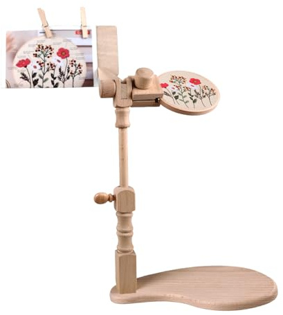JasCherry Support de Broderie en Bois, Cerceau Réglable pour Point de Croix, Cadre pour Travaux Manuels et Couture