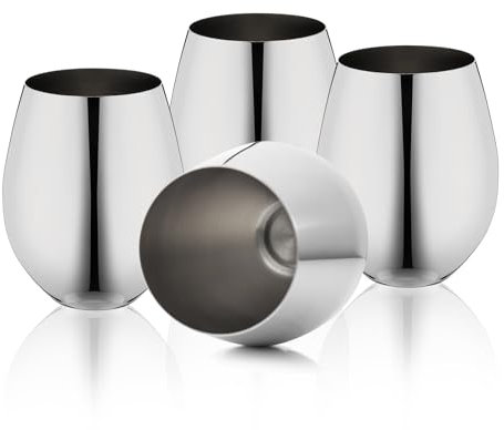 WOTOR Weingläser ohne Stiel aus Edelstahl, 530 ml, unzerbrechliches Metall-Weinglas, ausgefallene, einzigartige Weinkelche für Outdoor, Reisen, Camping und Pool, Ideales Weinzubehör Geschenk