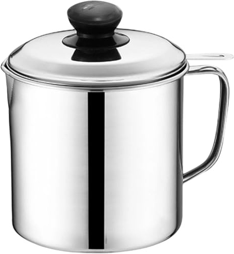 Colador De Aceite Bote De Grasa Con Filtro, Recipiente De Almacenamiento De Aceite De Tocino De Acero Inoxidable Olla De Almacenamiento De Aceite Con Colador De Malla Para Almacenamiento De Grasa En