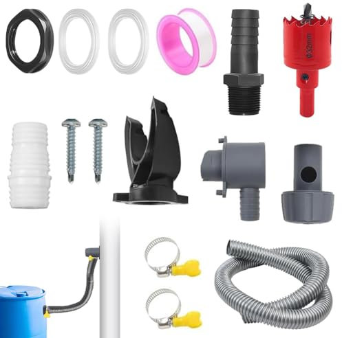 Recuperateur d Eau de Pluie, Ø 70-110mm Récupérateur Eau de Pluie Collecteur d'eau de Pluie Speedy avec Tuyau de 1 m - Kit de raccordement pour citerne de Pluie - avec Accessoires de Montage