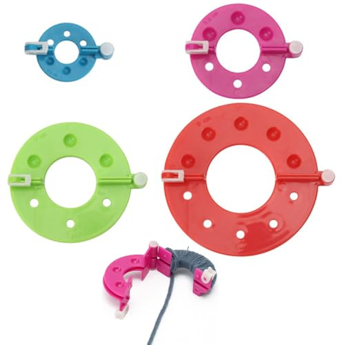 LONZIKP 4-pièces Outil de Fabrication de Pompons, Machine à Tricoter avec Pompons, pour Loisirs Créatifs, Tissage de Pompons (3,5/5,5/7 et 9 cm)