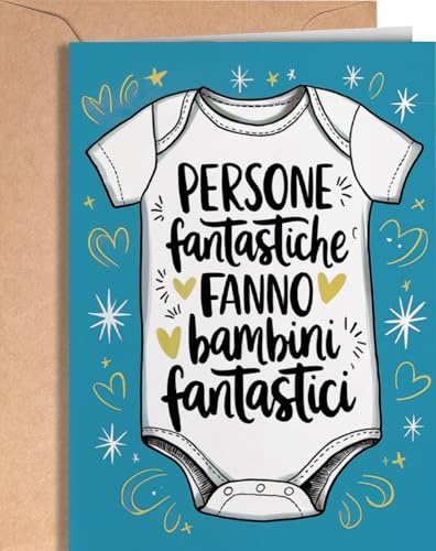Biglietto di Auguri per Nascita - Biglietto Nascita Bimba, Bimbo - Biglietto Auguri Battesimo Bambino, Bambina - Regalo Bigliettino per Baby Shower, Boy, Girl, Neutro - Gente Fantastiche Cards EU 38