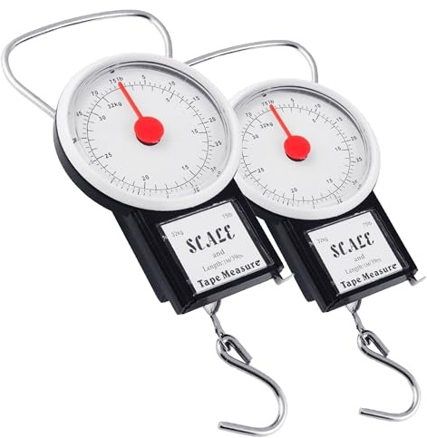 TB1 Products 2 Pack Mechanical Luggage Scale 32kg – Portable Suitcase Weighing Scales with Hook – Travel Weight Checker for Holiday, Baggage, Hand Luggage – No Batteries Needed, Compact & Durable