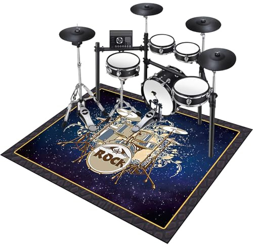 KQIEJUY Tapis pour Batterie Acoustique, Tapis de Batterie Insonorisé, Tapis de Tambour Anti-Bruit antidérapant, Tapis insonorisant pour Batterie électronique, Rectangulaire Tapis Batterie 120 x 90 cm