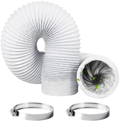 Frånluftsslang 150 mm aluminium flexrör längd 5 m vit PVC aluminiumrör ventilationsslang med 2 ståldäck luftkonditioneringsslang frånluftsslang luftkonditionering för luftkonditioneringsapparater
