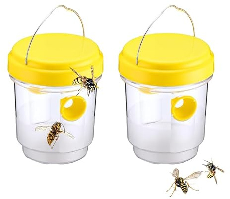 Trappola per Vespe e Calabroni da Esterno, Riutilizzabile a Doppia Entrata, Senza Prodotti Chimici, Ideale per Giardino, Balcone, Terrazza, Campeggio e Uso Domestico (2 Senza luce)