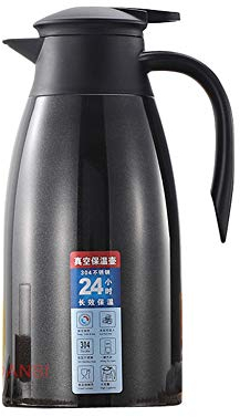 GUOCU Isolierkanne Edelstahl Quick Tip Verschluss Kaffee Thermos Kaffee Plunger Soft Grip,Schwarz,2 L（24 Hours Insulation）