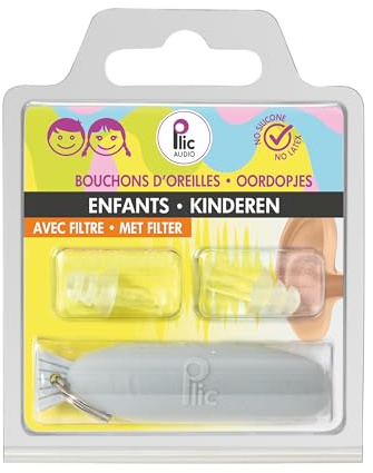 PLIC AUDIO - Tappi per orecchie per bambini - Protezione multiuso - Attenuazione 18dB - Protezione uditiva ultra confortevole - 2+1 corolle e doppio filtro - Ipoallergenici e riutilizzabili