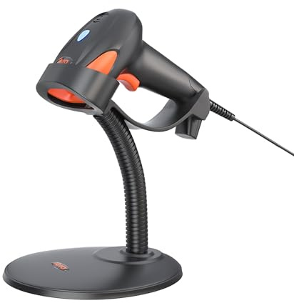 Tera Pro Barcode Scanner with Stand USB Wired 1D Handheld Bar Code Scanner Super Fast Precise Intelligent Scanning Laser Bar Code Reader for Ultra Long Barcode