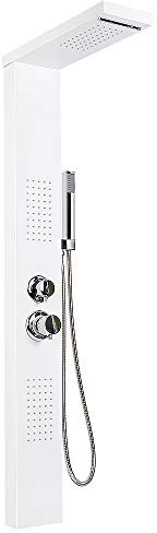 Colonne de Systèmes Douche en Acier Inoxydable Panneau de Douche + Douche Jets corporels + Douchette, 15 * 47 * 130cm, Blanc