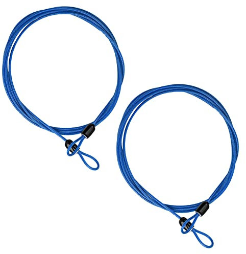 TiaoBug 2x 2m Kabelschloss Sicherheitskabel Stahl Seil Gepäckschloss Schlaufenkabel Reiseschloss Kofferschloss Fahrradschloss Zubehör Blau One Size