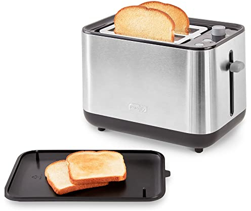 Dash SmartStore® 2-Slice Toaster - Five-Browning Levels, Extra-Wide Slots & Compact Size - Included Storage Lid - 1-Touch Bagel & 15-Second Functions - Black