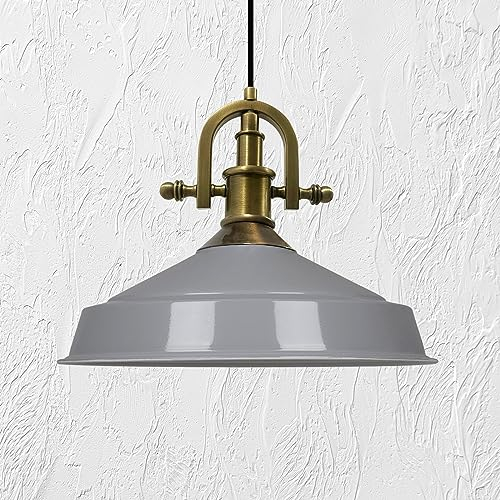 bamyum Asletl-Marine - Lámpara colgante industrial vintage (diámetro 40 cm, para cocina, salón, comedor, metal, gris)