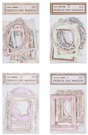 FDHBDF 40 pezzi vintage cornice portafoto adesivi in pizzo scrapbook mini cornici portafoto retrò adesivi decorativi per journaling scrapbooking e carta vintage