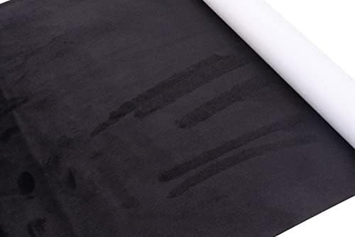 Panngu Black Microfiber Fabric Self-Adhesive Suede Look 42 x 149.5cm, Premium Synthetic Leather - Stretch Film Fabric Perfect for car Interior Decorate