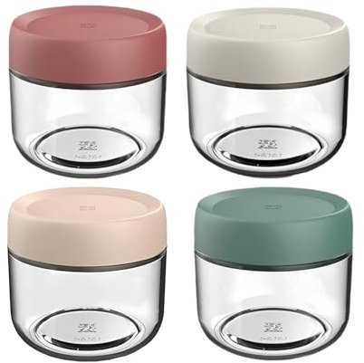 NBBENG Glass Jars Jars with Lids, Overnight Oats jars with, Wide Mouth Mason Jars For Overnight Oats, Small Glass Containers with Lids, Yoghurt Pots, Oatmeal Salad 4 Colors (4-Pack 280ml)