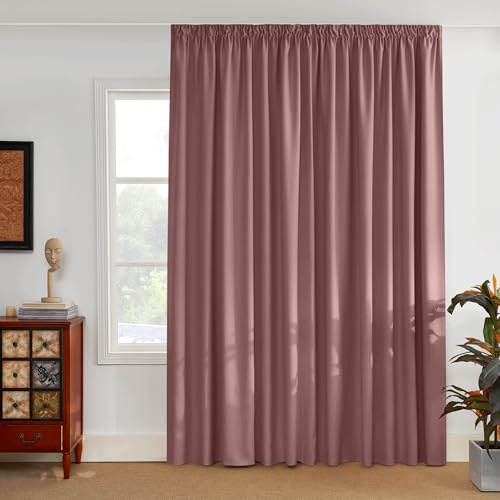 PONY DANCE Wohnzimmer Vorhang mit Kräuselband für Schiene 1er Set H 245 x B 300 cm Verdunkelungsvorhang Thermogardine Hitzeschutz Extra Breie Gardinen Blickdicht Thermal Curtain, Altrosa