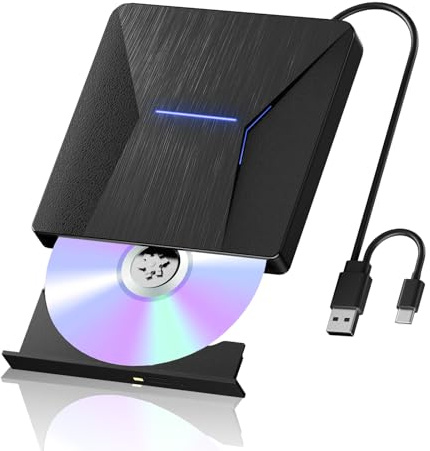 External Blu-ray Drives for Laptop, External Blueray/dvd Drive for PC, USB 3.0 and Type-C Bluray Burner, CD DVD Blu Ray Disc Reader Writer Compatible with Windows XP/7/8/10, Laptop, Desktop, MacOS