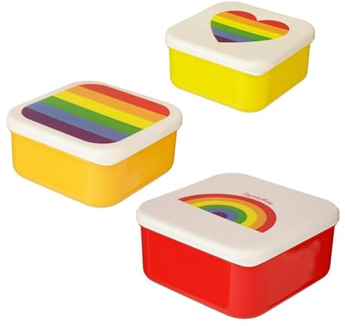 eMKay® Rainbow Lunch Box Set of 3 – Stackable Food Storage Containers (250 ml/350 ml/550 ml) | BPA‑Free Polypropylene Snack Pots – Nesting Lunchboxes for Kids & Adults