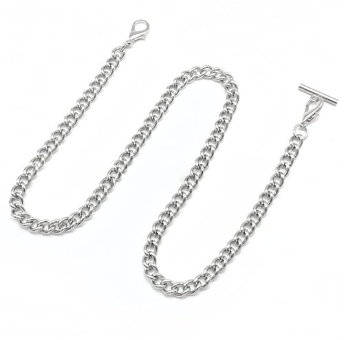 Heyumybit Pocket Watch Chain Albert T-Bar Chain Antique T Shaped Hanging Watch Chain 14.6Inch(37cm) Classic Metal Watch Chain Link Single Link Vest Belt