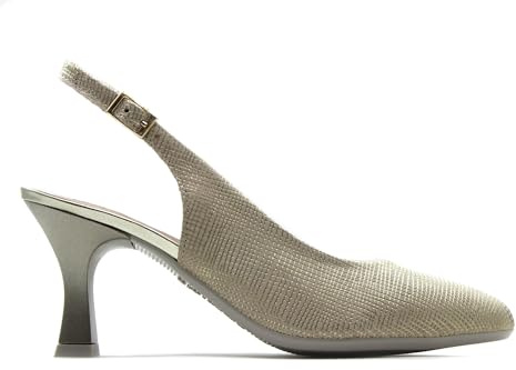 PITILLOS - Zapato clásico de salón Destalonado con Puntera Fina,tacón Fino,de Piel,Suela de Goma,Hebilla para: Mujer Color: Oro Talla:37