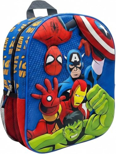 Marvel Avengers Sac à Dos 3D EVA pour Enfants | Sac à Dos Scolaire avec Coque Rigide Frontale | Sac Léger pour la Maternelle avec Bretelles Réglables | Sac à Dos de Voyage pour Garçons