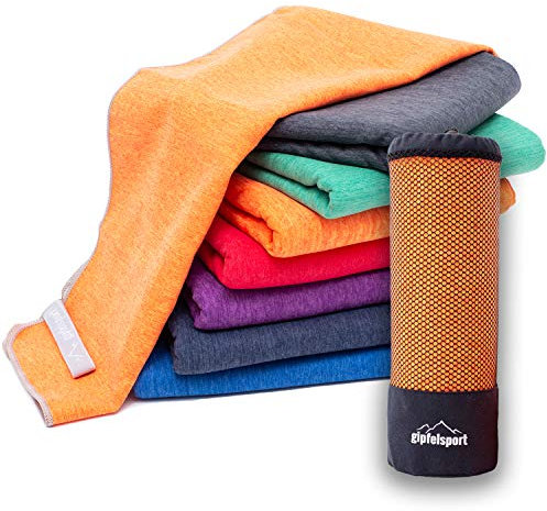 Mikrofaser Handtuch Set - für Sauna, Fitness, Sport I Strandtuch, Sporthandtuch I Orange_Brush S: 80x40