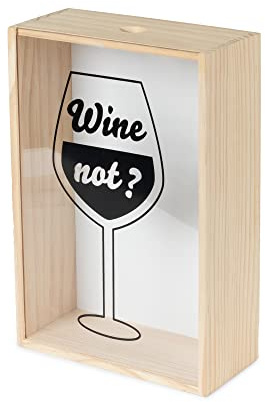 Compactor Caja para Corchos de Vino Wine Not? Nature, Tamaño M, Madera de Pino y Acrílico, 20x10x30 cm