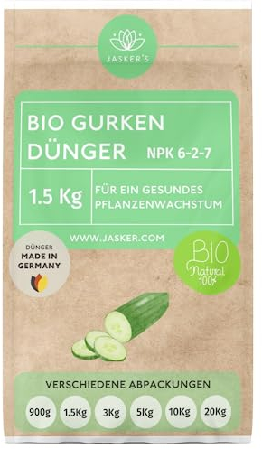 Bio Gurkendünger Langzeit 1.5 Kg - 100% Bio-Dünger mit Vinasse & viel Kalium - Organischer Biodünger für Gurken & Zucchini - Dünger für Gurken - Bio Gurken und Zucchini Dünger - Hochbeetdünger