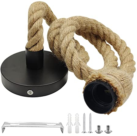 OMIGA Lampara de Cuerda Techo Portalamparas E27 Techo Vintage Cabeza de Cáñamo Lámpara 100 CM Lamparas Techo Colgantes para Comedor Sala Cuarto Balcón (No incluida Bombilla)