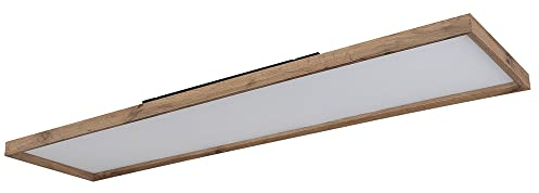 etc-shop Deckenlampe Wohnzimmer Holz Tageslichtlampe Decke LED Wohnzimmerlampe Deckenleuchte Holz eckig, CCT Farbfixierung, LED 36W 2400Lm, LxBxH 120x30x8,5 cm