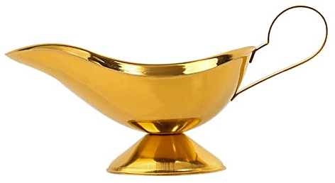 123Arts Gold Edelstahl Sauciere für Soße, Sahne, schwarze Pfeffersauce, 200 ml