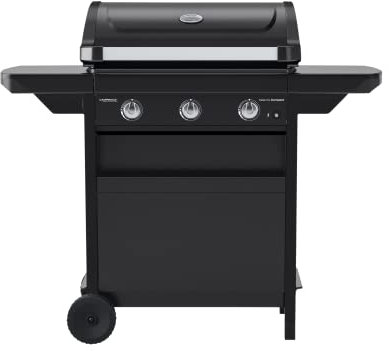 Campingaz Compact classe 3 L Gril à gaz, chariot gril à gaz barbecue compact av.3 brûleurs acier aluminisé, couvercle av.thermom.,bac récupération de graisse & 2 étagères latérales rabattables, 7,5 kW