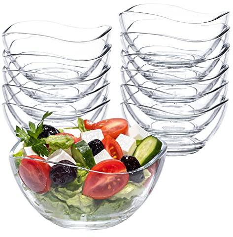 spar-home Dessertgläser Set - 12er Müslischalen Glas 310 ml Glasschüssel Snackschale Müslischale Salatschüssel Dessertschalen Servierschalen Eisschalen Glasschale Gläser für Dessert (12er)