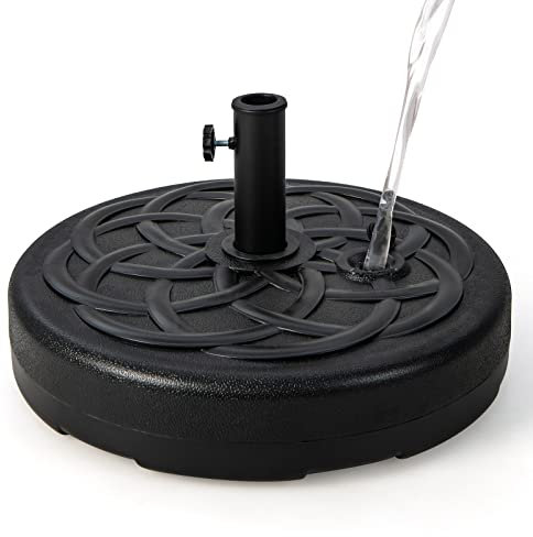 GOPLUS Pied de Parasol Jardin Exterieur Rond Remplissable - Base et Socle avec Remplissage Eau 23L/Sable 39KG pour Poteaux de 38/48mm (Noir)