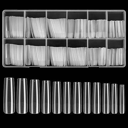 Lot de 240 faux ongles pour ongles en gel, acrylique, mats, couverture complète, pour le bricolage, la ballerine, le salon de manucure, 12 tailles