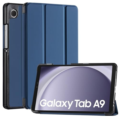 CoBak Coque pour Samsung Galaxy Tab A11+ 2025/A9+ 2023 11,Bleu Foncé | Étui PU+PC rigide SM-X230/X236B/X210/X215, double angle, découpes ajustées, protection intégrale, veille réveil auto