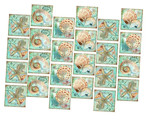 BESTonZON 24St Seestern-Muschel-Aufkleber mosaik wandtattoo Muschelfliesen Hintergrund Hausbedarf Muschel-Fliesenaufkleber Keramikfliesen Applikationen Glasbaustein Hülse schmücken PVC