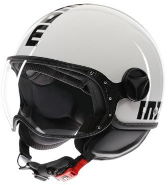 MOMODESIGN - FGTR CLASSIC E2206, Casco Jet, Casco Aperto per Moto e Scooter, per Uomo e Donna, Bianco/Nero, M
