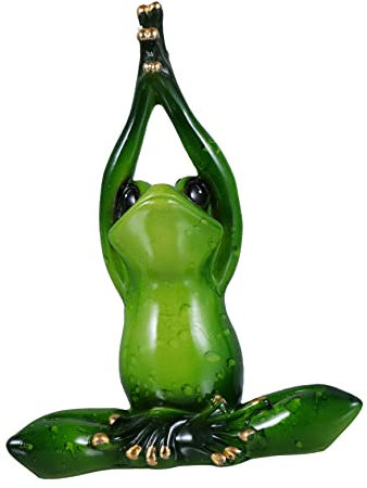 Milisten Lustige Grüne Meditationsfrosch Figur Aus Hochwertigem Harz Einzigartige Wohn Schreibtischdekoration Platzsparend Für Party Hochzeit Und Geschenk Niedliches Tier-Design