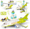 Demkia 3 IN 1 City Passenger Airplane Building Set with LED Light, 684 PCS Toy Plane Building Blocks with Airport Terminal, Luggage Cart, Aircraft Tug Model Plane Toys Birthday Gift for Boys Kids 6+