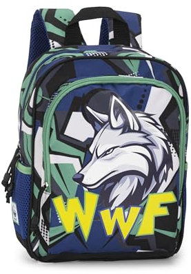 Franco Cosimo Panini WWF Offizieller WWF Mini-Rucksack mit Hauptfach und Fronttasche mit Reißverschluss, verstellbare und gepolsterte Schultergurte, gepolsterte Rückseite und Boden, 23 x 30 x 10 cm,