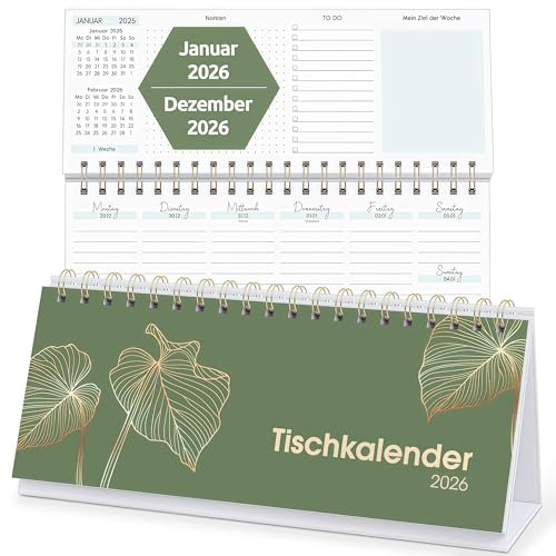 KONVINIT Calendario da Tavolo 2025-2026,Calendario Settimanale 2026 Pianificatore Compilabile Agenda Settimanale Luglio 2025-Dicembre 2026 – 1 Settimana/2 Pagine– Scuola, Ufficio e Casa