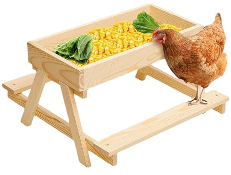 Pruojhw para Aves de Corral - Distribuidor para Aves Silvestres y Ardillas | Plataforma de Madera con Fondo aireado Mantiene los Alimentos Frescos y Secos para el cortejo bajo,