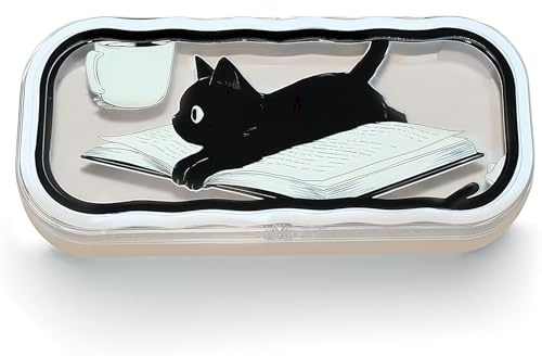 AstraGlam Étui à lunettes rigide, boîte à lunettes transparente avec motif de chat, étui portable pour lunettes de soleil et lunettes de lecture pour femmes, hommes et enfants avec chiffon de