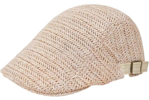 Stakee Casquette Gavroche en Paille Respirante pour Hommes Femmes, Ajustable, Style Peintre, Casquette Plate Légère, Chapeau D'été