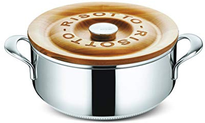 Lagostina Patrimonio Risottiera Lagofusion, acciaio inox 18/10 e legno, diametro 24 cm